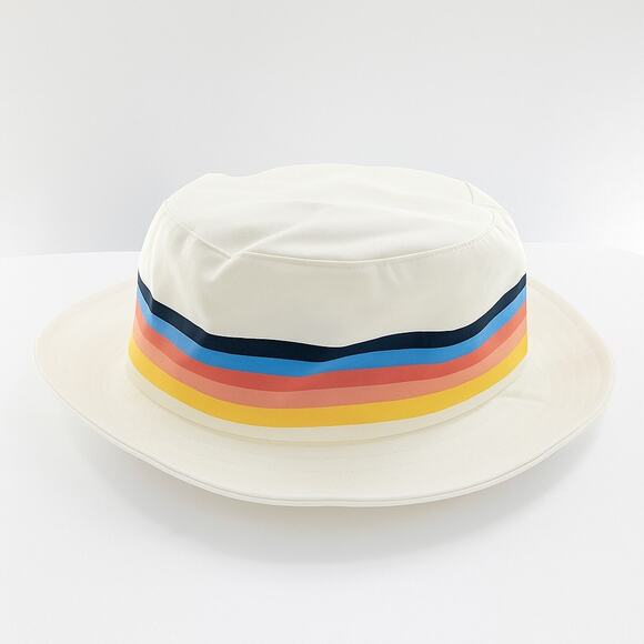 Rip Curl White Bucket Hat Retro Rainbow Stripe Surf Beach Sun Hat NEW - Picture 4 of 7